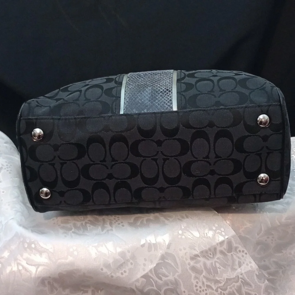 Coach Signature Stripe Python Satchel - Picture 4 of 11